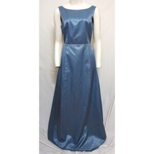 BCBG Maxi Dress Long Gown Blue Satin Strappy Back M Sleeveless Prom MaxAzria